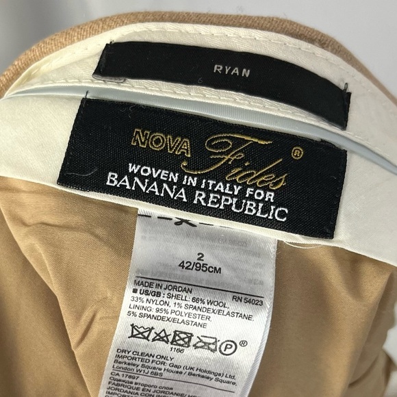 Banana Republic Camel Brown Ryan Nova Fides Straight Leg Wool Dress Pants 2 - Picture 5 of 5